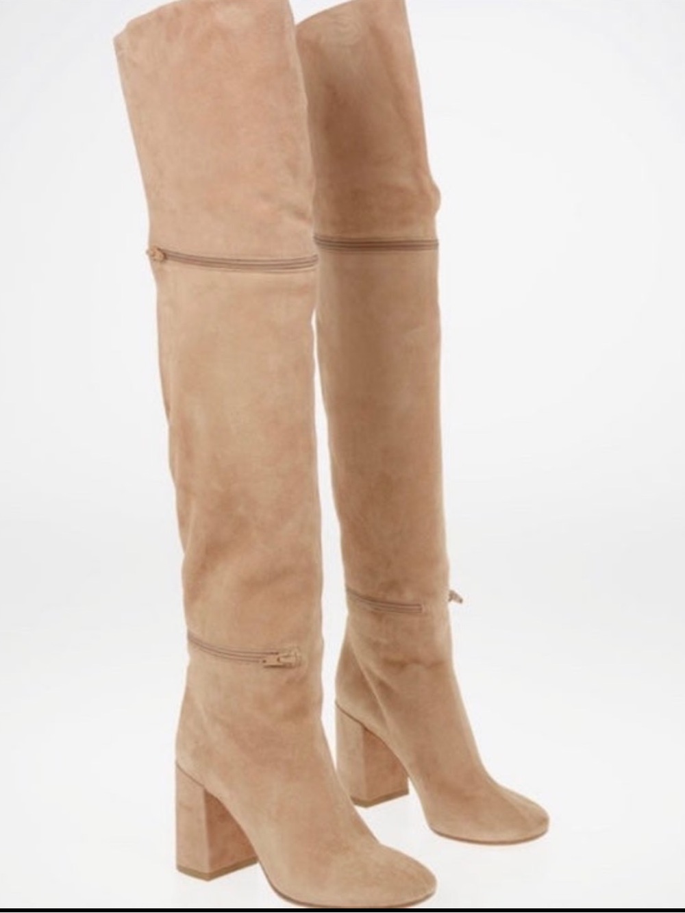 Maison Martin Margiela Tan Suede Over-the-Knee Fold-Top Boots